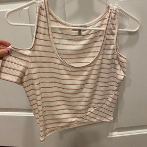 cut out shoulder tank top shirt